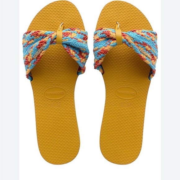 Havaianas PASADOR YOU ST. TROPEZ MESH Mustard Women's  Braided Sandals 7/8 - Picture 1 of 8